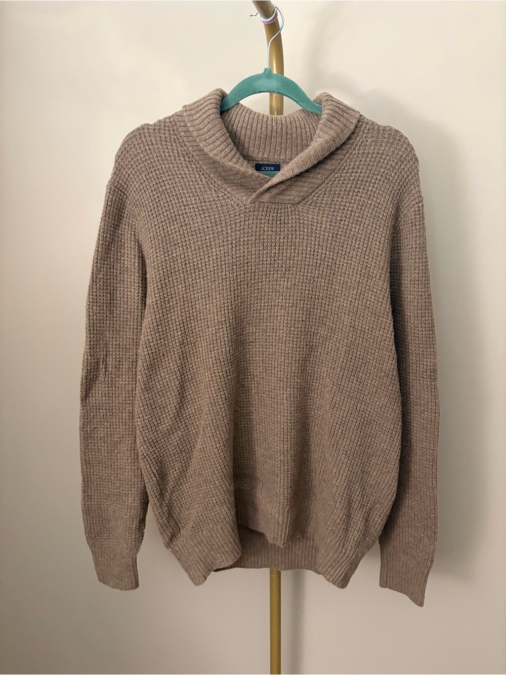 J. Crew Men's Turtleneck Waffle Knit Sweater in Taupe